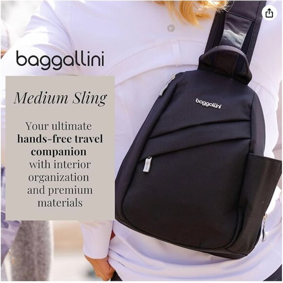 Baggallini Medium Sling Backpack in Black - Picture 8 of 11